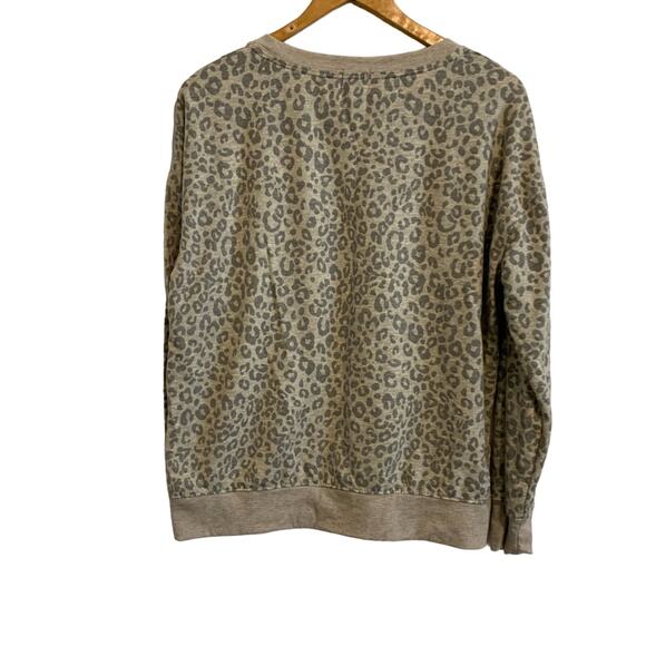Splendid Gray Leopard Print Crew Neck Sweatshirt - Picture 6 of 6